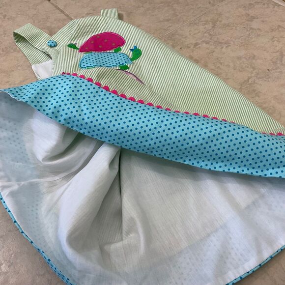 Mulberry St. Dress Little Girls Size 4 Jumper Dress Appliqué’ Turtles NWT! USA - Picture 9 of 9